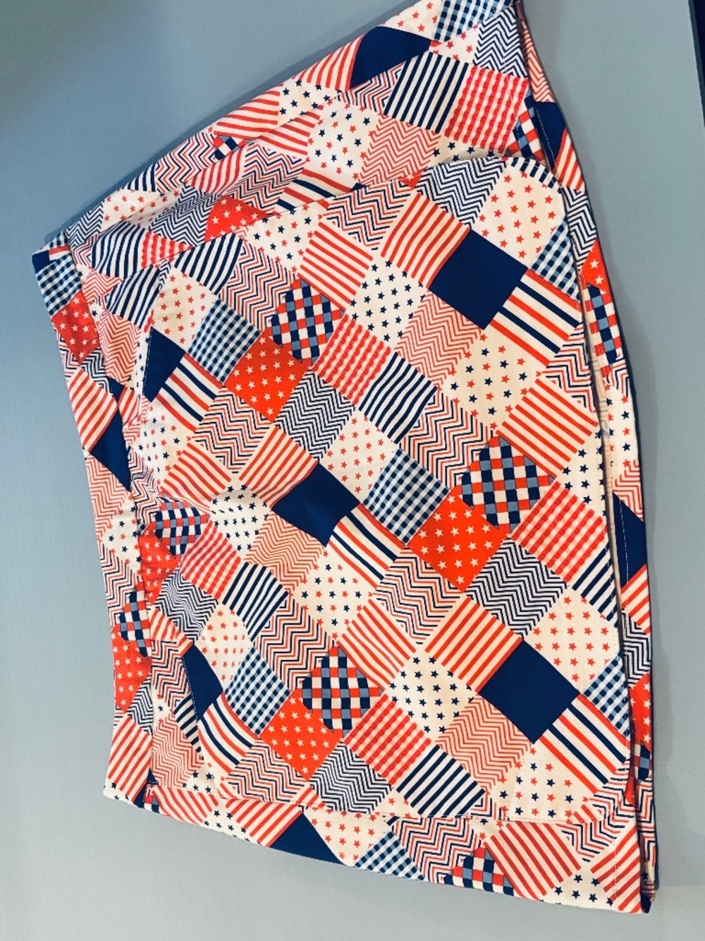Kate Park Women’s Skorts Patchwork Red/White/Blue Sz Large Pull Up